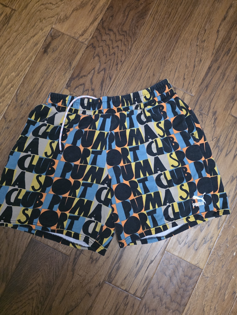 Puma Multicolor Graphic Athletic Shorts - Black, Blue, Orange, Yellow sz L